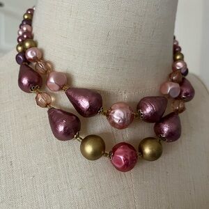 Chic Pink and Gold Beaded Necklace